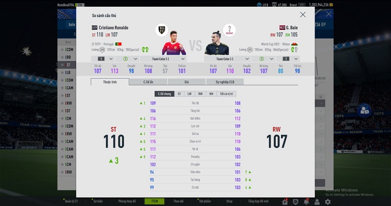 LW-RW: C. Ronaldo MC- G. Bale VTR