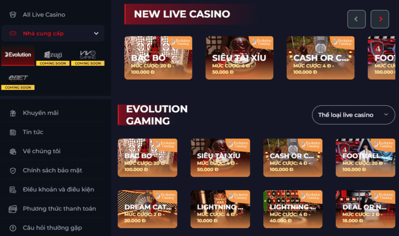 Sòng bạc trực tuyến Live Casino là một trong những thể loại trò chơi cá cược hấp dẫn nhất tại SOC88.